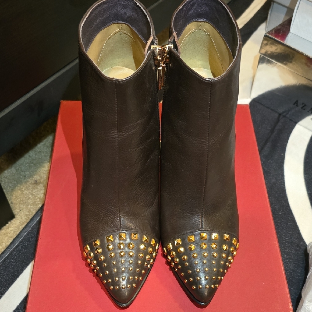 MaxMara Dark Brown Studded Ankle Boots